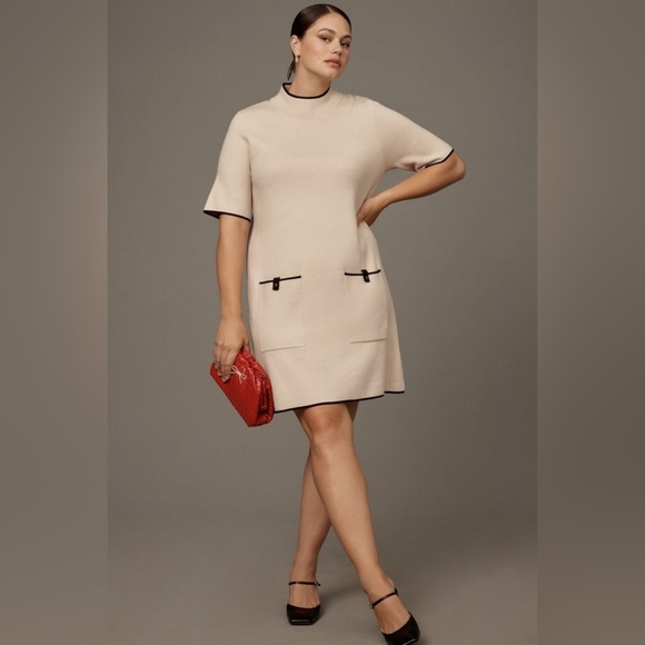 NWT! Anthropologie The Annalise Mock-Neck Mini Sweater Dress by Maeve - Large 🏀 - Picture 5 of 10